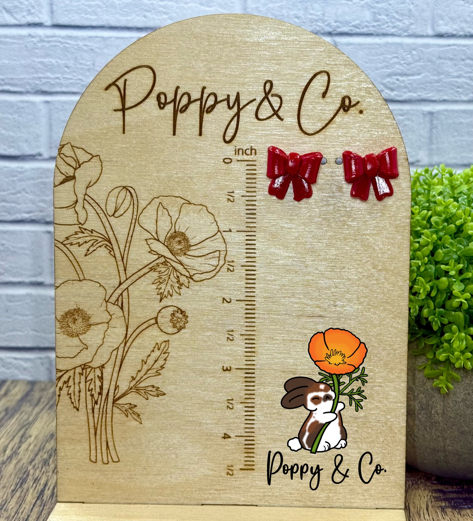 Red Bow Stud Earrings